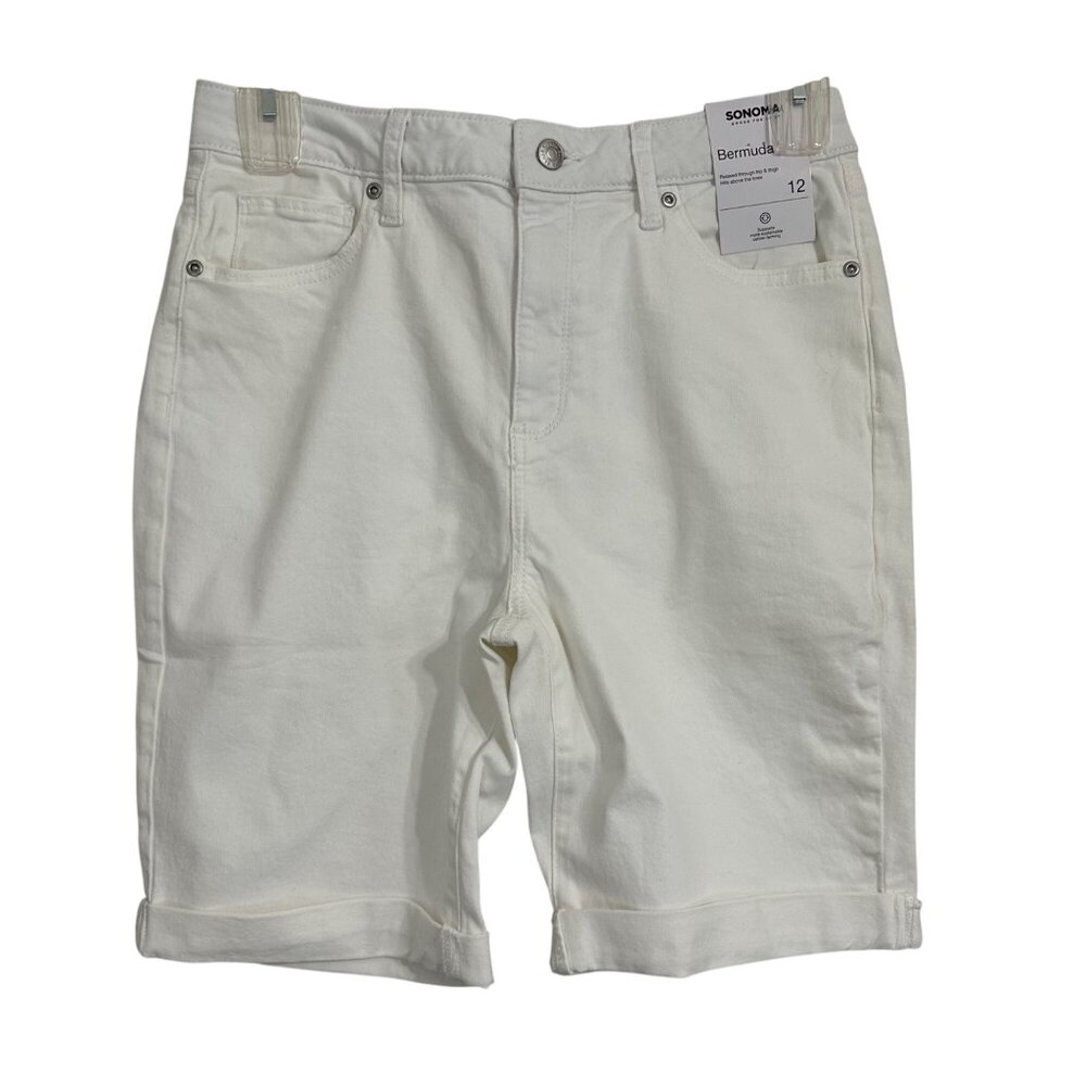 Sonoma Womens Bermuda Denim Shorts Size 12 Jorts Cotton Blend Vacation Beach - Picture 2 of 10